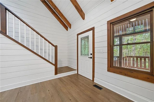 a view of an entryway with staircase