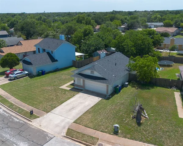 an aerial view of a house