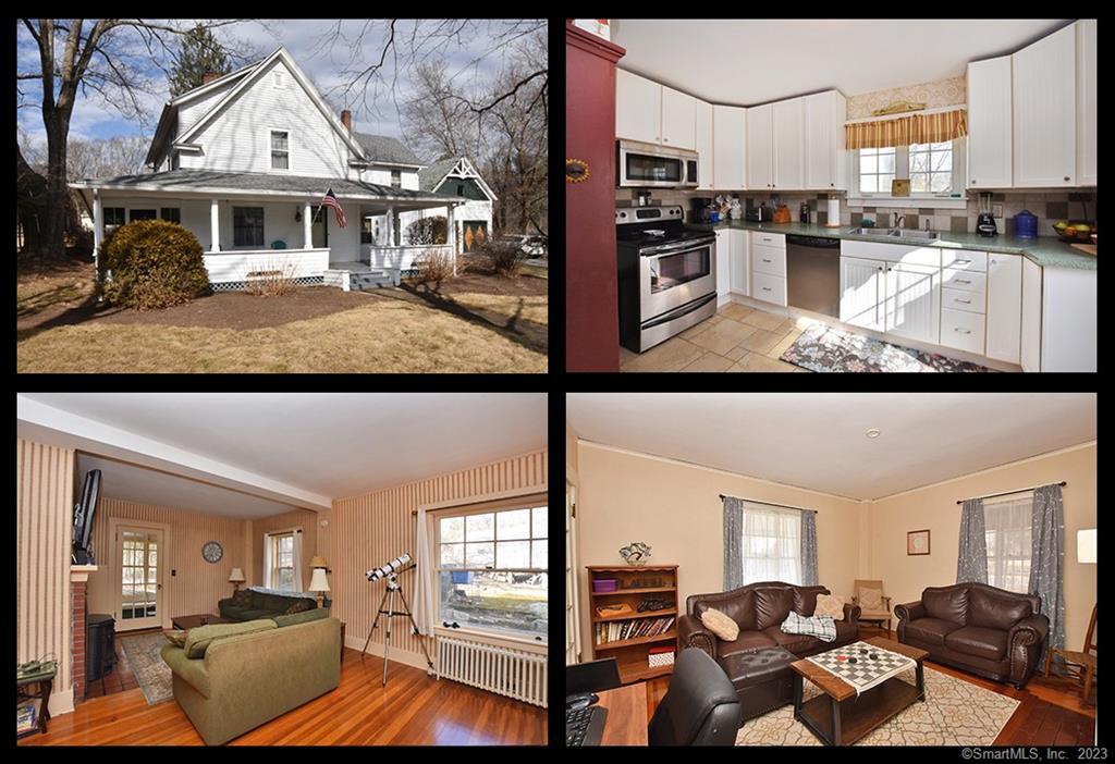 a view of living room kitchen and dining room