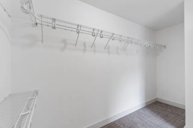 a view of a room with racks on the wall