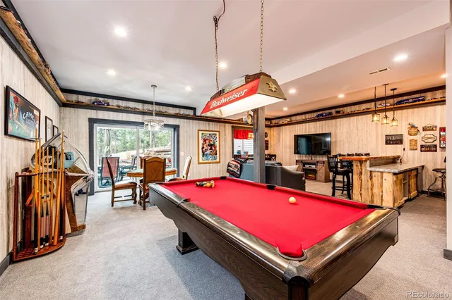 a room with wooden furniture