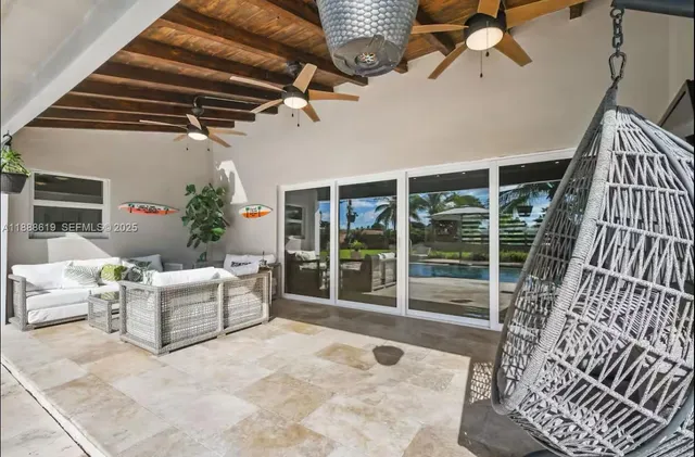 a outdoor living space with furniture