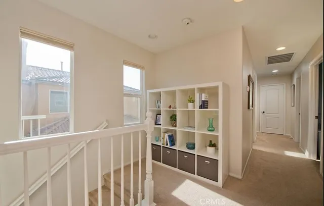 a view of a balcony from window