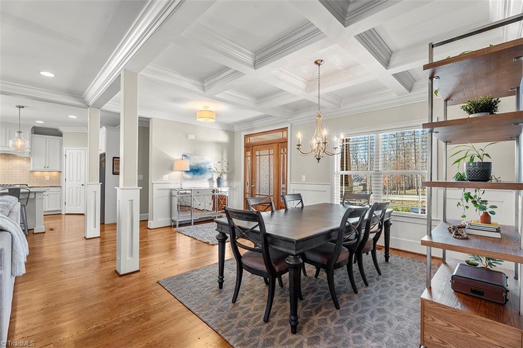 6370 Gumwood Road Oak Ridge, NC 27310 - Photo 11 of 47 Beautiful coffered ceiling in the dining room