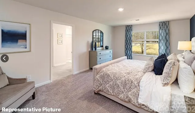a bedroom with a large bed and a couch