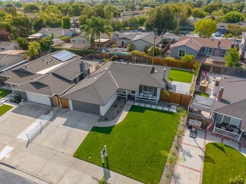 1364 Bouret Drive San Jose, CA 95118 - Photo 26 of 35 an aerial view of a house with swimming pool and outdoor space