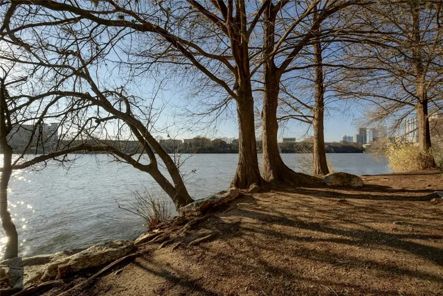 a view of a balcony with lake view