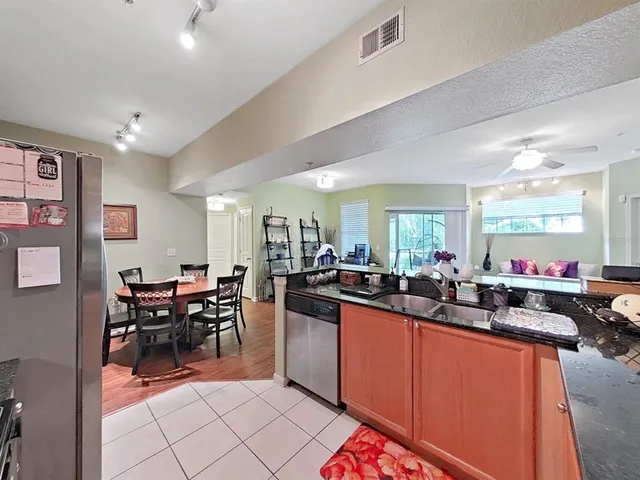 a kitchen with lots of counter top space