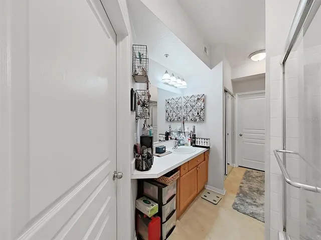 a bathroom with a bathtub