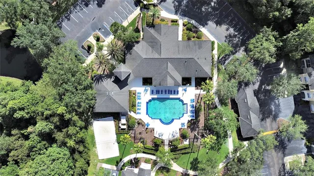 an aerial view of a house