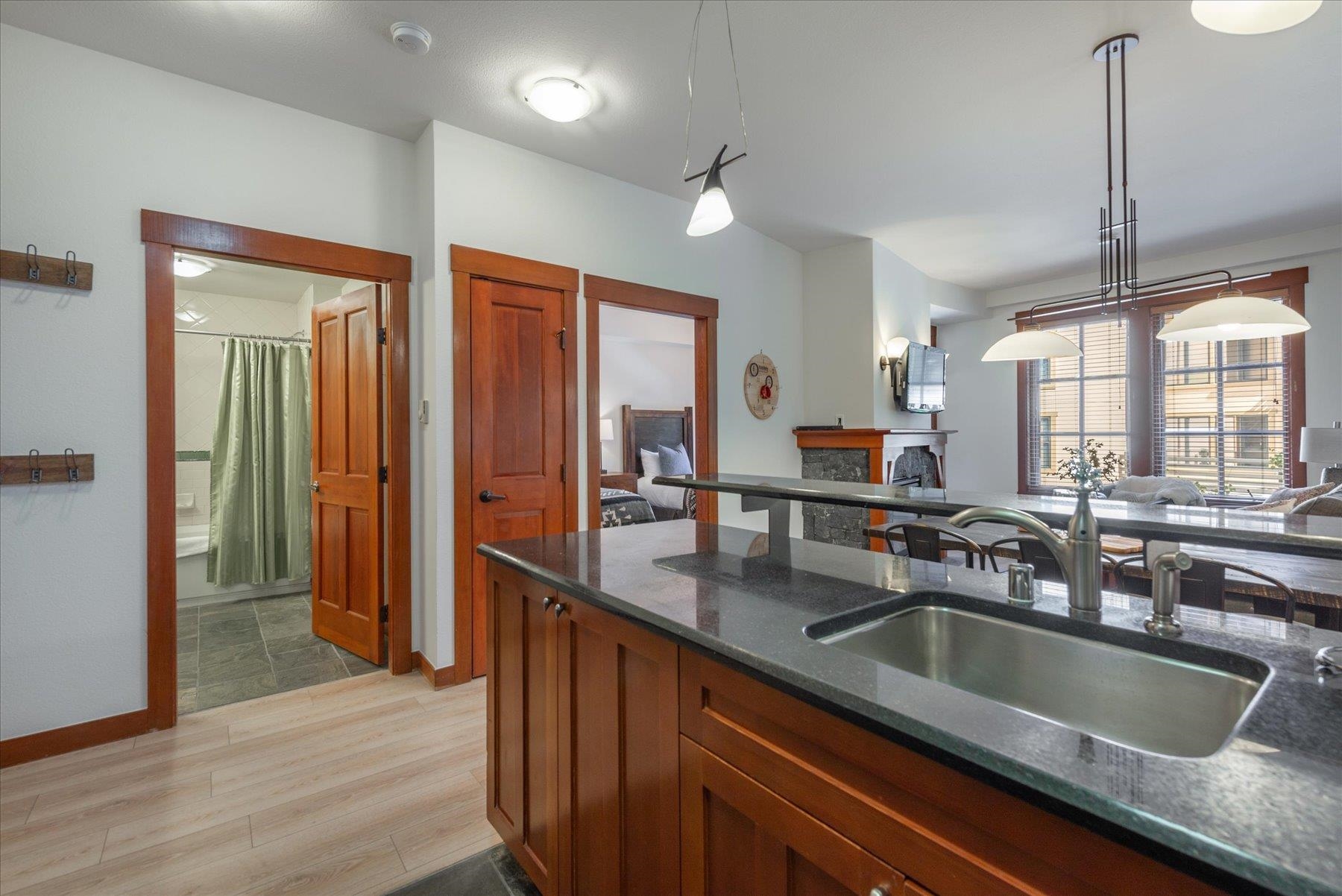 1850 Village South Road, Unit 4213 Olympic Valley, CA 96146 - Photo 6 of 17 a kitchen with a sink appliances and a counter top space