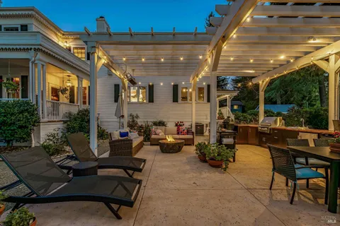 a outdoor living space with furniture and garden view