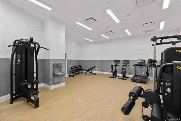 a view of a room with gym equipment