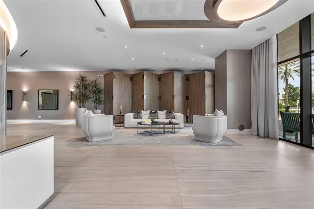 a view of a balcony with an ocean