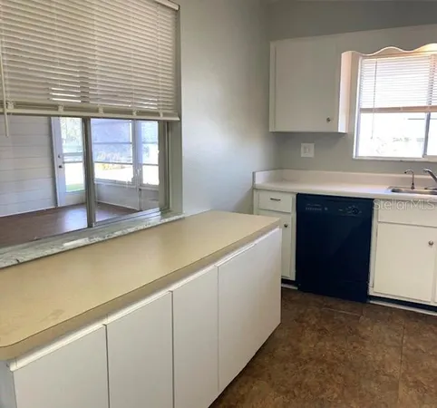 a kitchen with a sink and a window