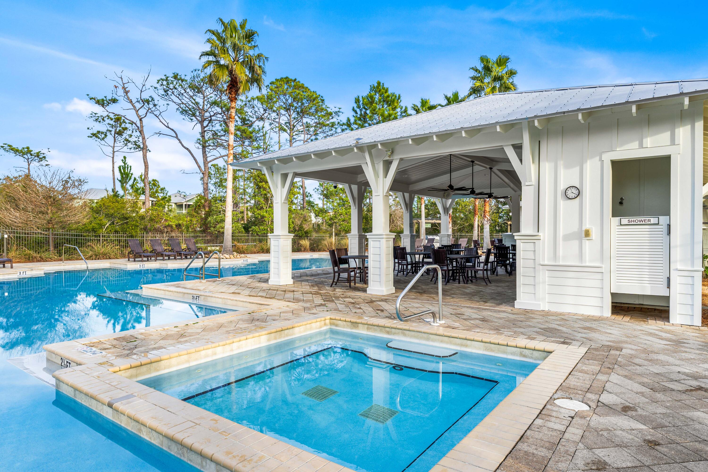 979 Sandgrass Boulevard Santa Rosa Beach, FL 32459 - Photo 67 of 72 a view of a swimming pool with outdoor seating and a patio