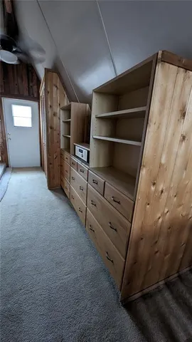 a view of a field with trees in the background