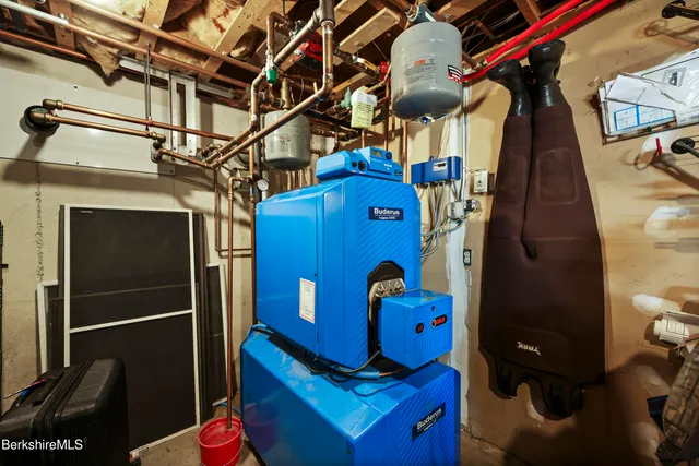 an aerial view of a house with a garden