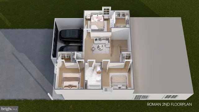 a living room with furniture flat screen tv and window