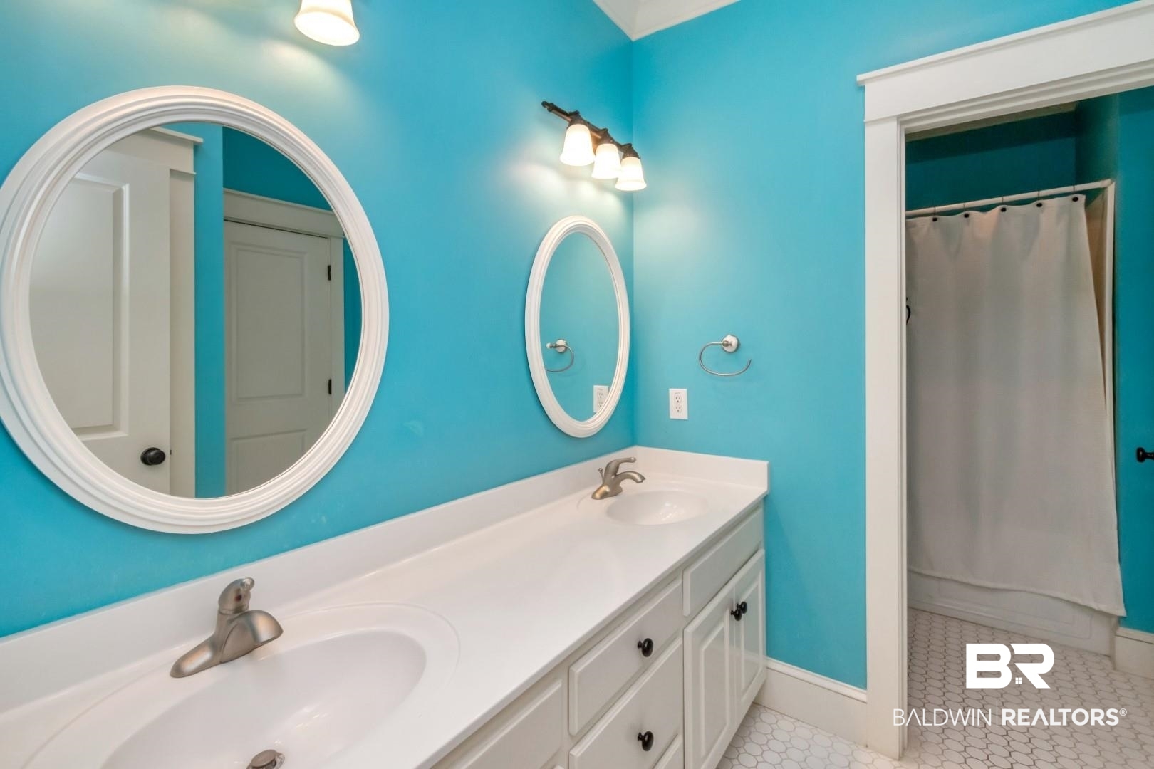 8868 Dawes Lake Road South Mobile, AL 36619 - Photo 28 of 35 Bathroom featuring vanity, tile patterned floors, and walk in shower