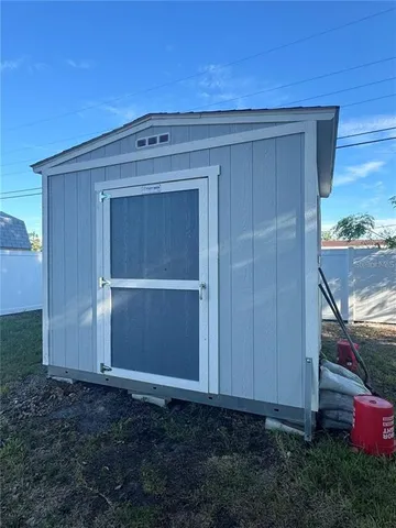 a view of a wooden door