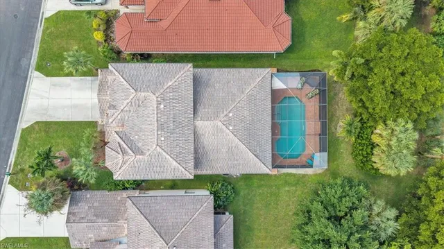 an aerial view of a house