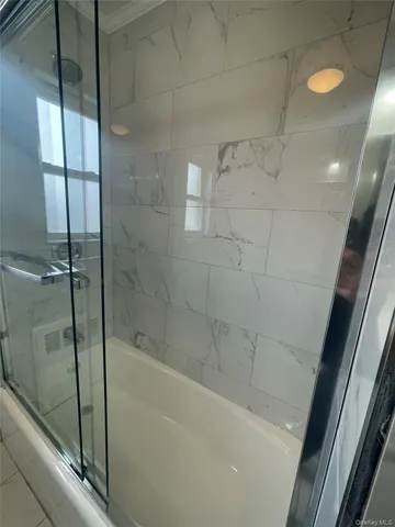 a bathroom with a bathtub