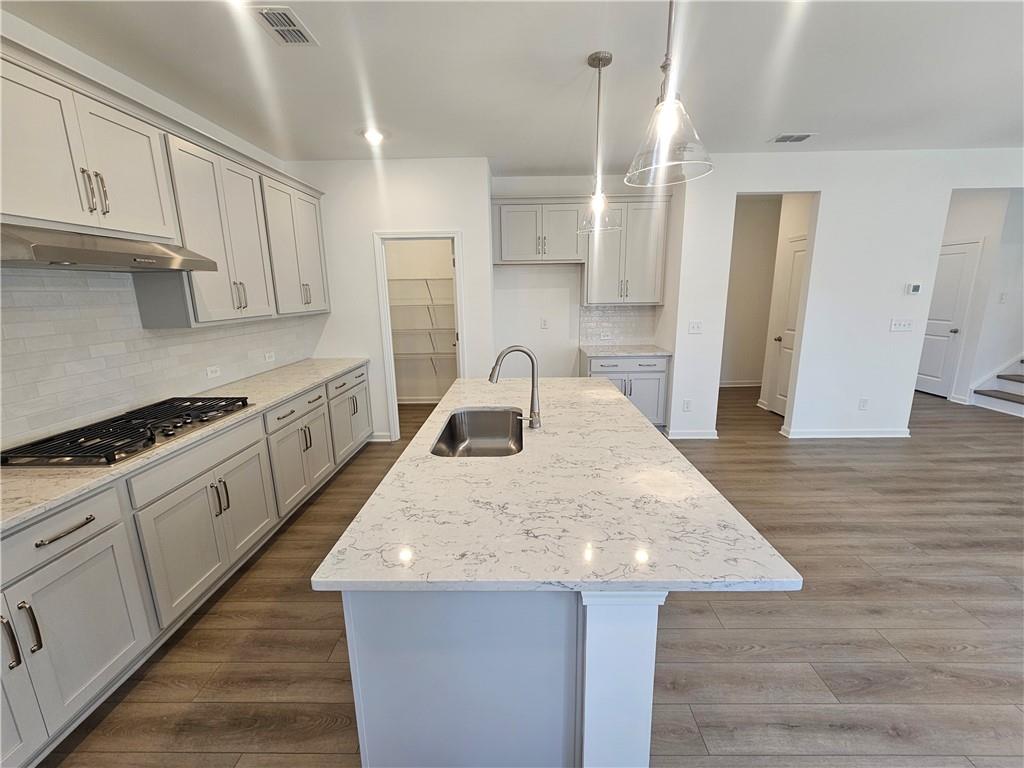 252 Silverleaf Trail Bethlehem, GA 30620 - Photo 6 of 31 a kitchen with a stove a sink and a refrigerator