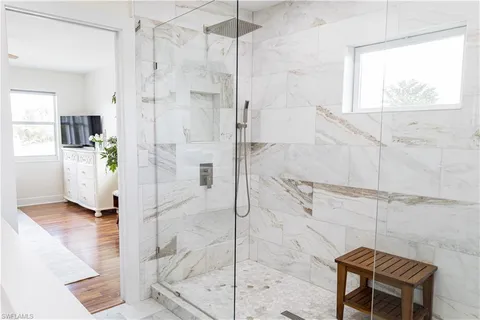 a bathroom with a shower