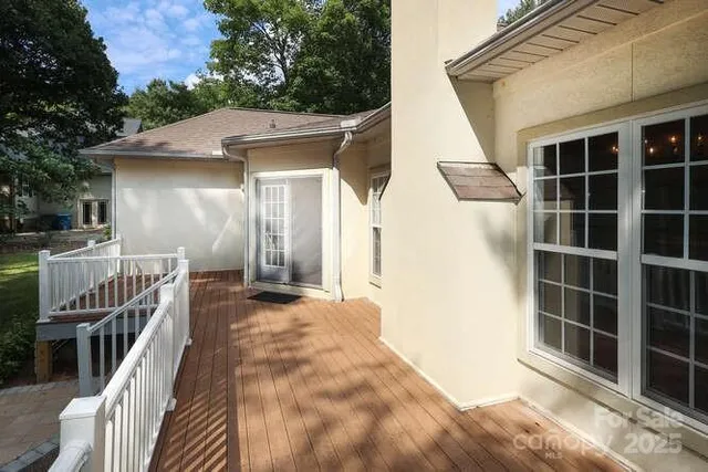 a view of a wooden deck