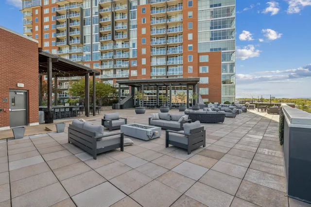 a view of a terrace with chairs