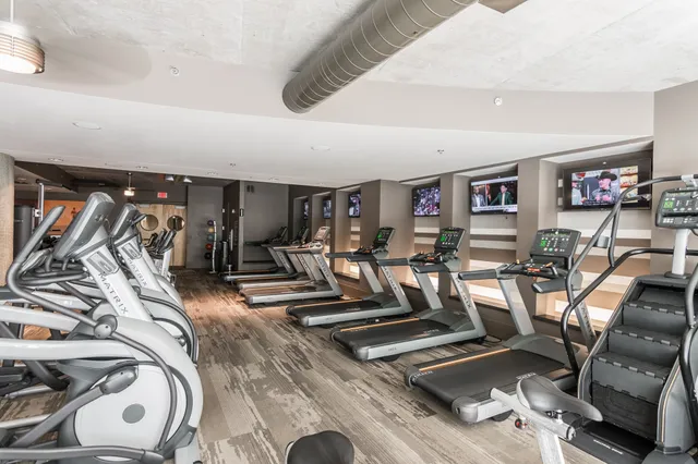 a view of a room with gym equipment