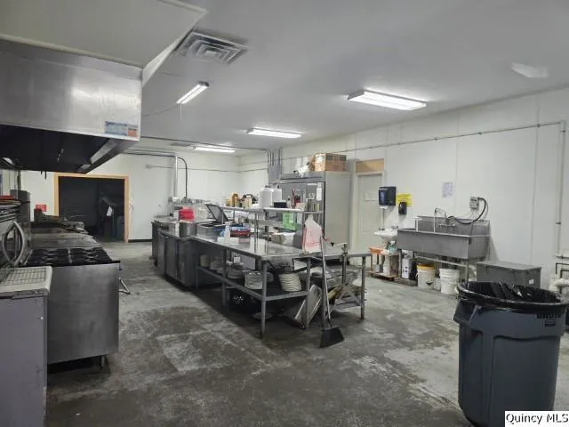 a kitchen with lots of counter top space