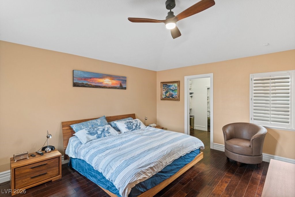 7 Larkside Court Henderson, NV 89014 - Photo 43 of 70 Bedroom with dark wood-style flooring and ceiling fan