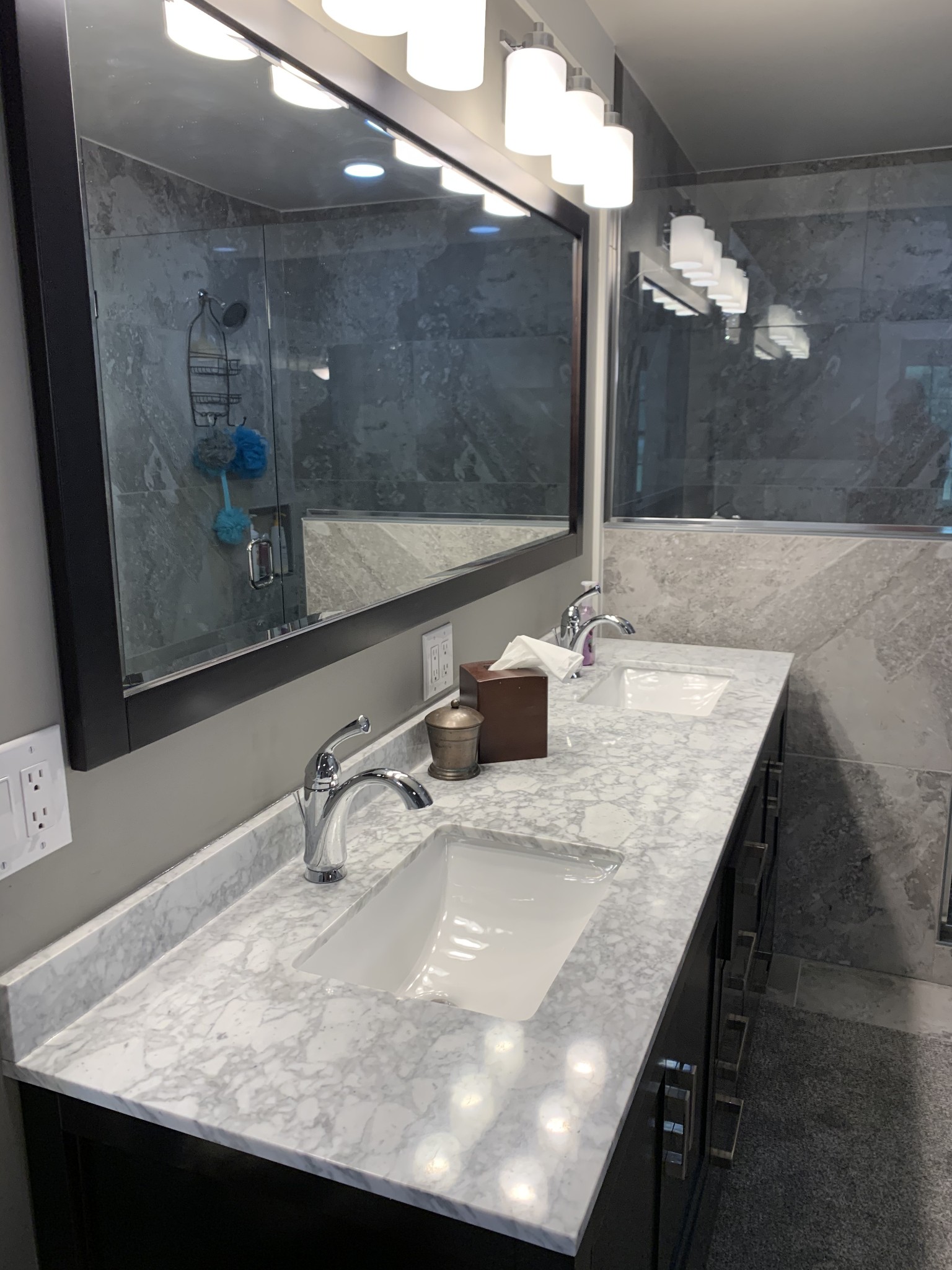 580 Pruett Road Dickson, TN 37055 - Photo 13 of 46 a bathroom with a granite countertop sink a mirror and shower