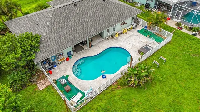 an aerial view of a house