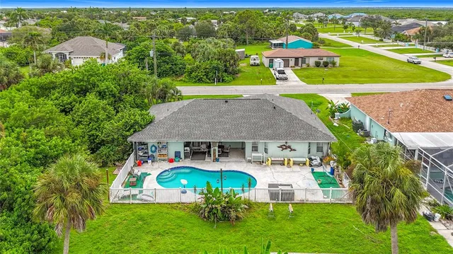 an aerial view of a house