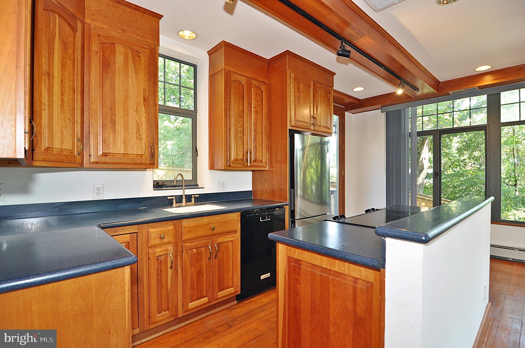 2721 South Arlington Ridge Road Arlington, VA 22202 - Photo 9 of 33 a kitchen with stainless steel appliances granite countertop wooden cabinets a sink and a large window