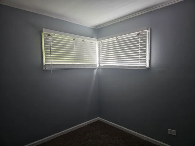 a view of a small space with a window