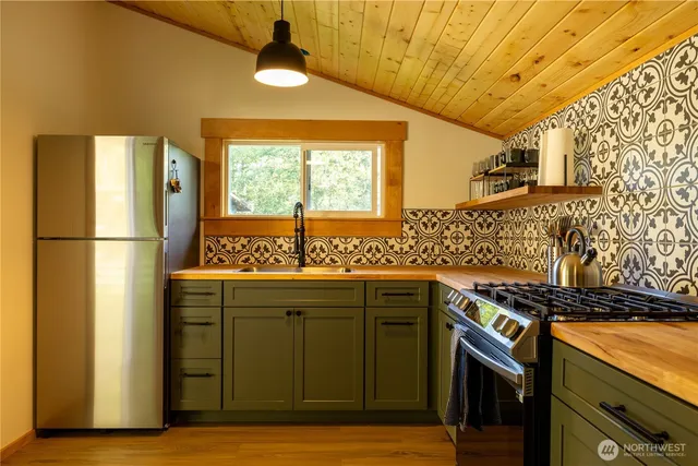 a bathroom with a stove