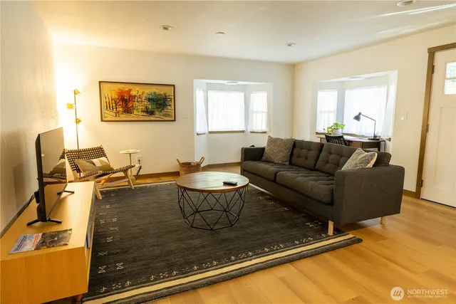 a living room with furniture