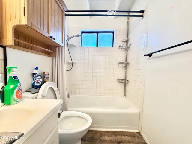 a bathroom with a sink a toilet and a bathtub