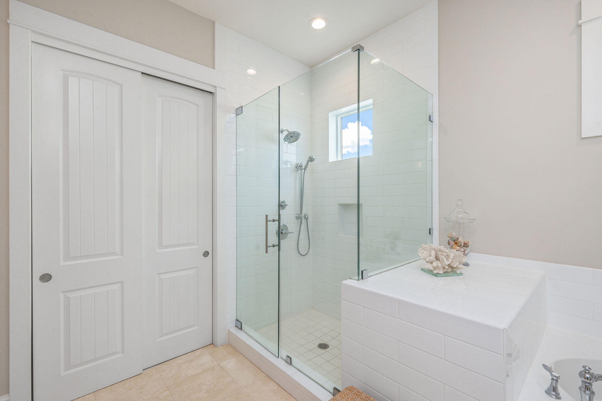 4525 West County Highway 30A Santa Rosa Beach, FL 32459 - Photo 60 of 118 a bathroom with a shower a sink and a mirror