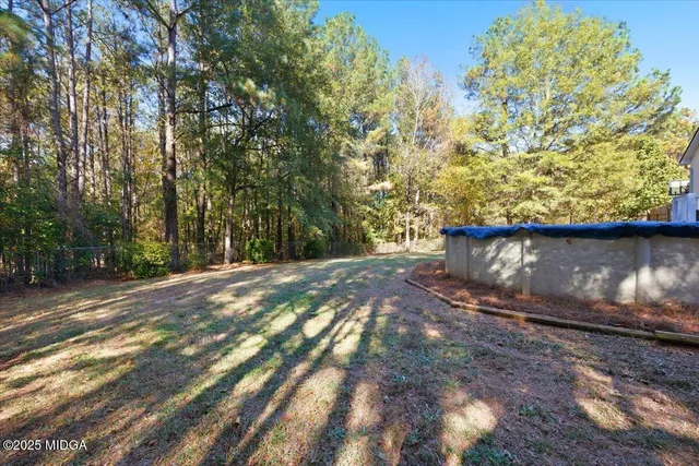 a view of a yard with an outdoor space