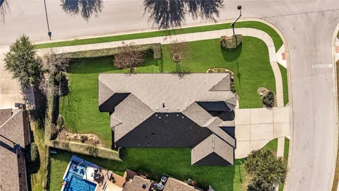 an aerial view of a house