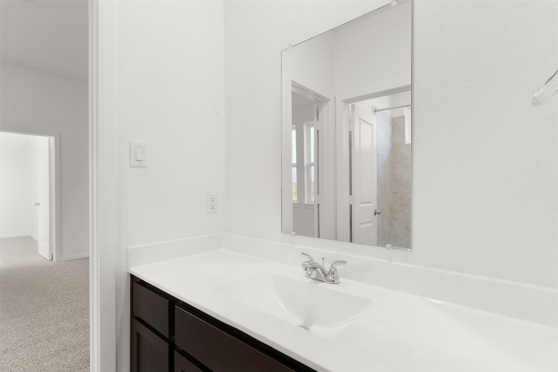 25621 Flora Bella Lane Elgin, TX 78621 - Photo 5 of 27 Bathroom with vanity and light carpet