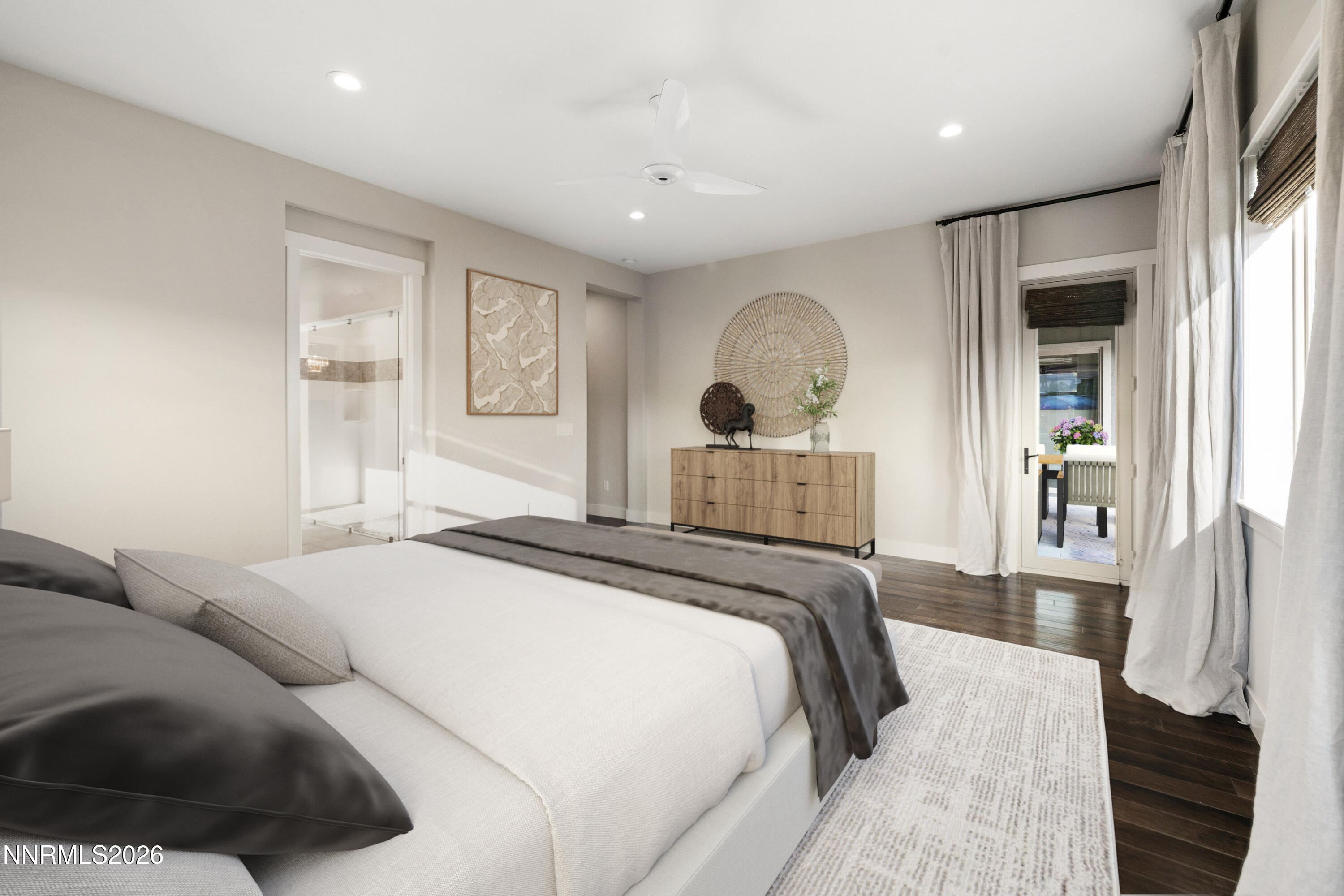 2223 Hillsborough Street Reno, NV 89523 - Photo 35 of 41 a bedroom with a large bed and a chandelier