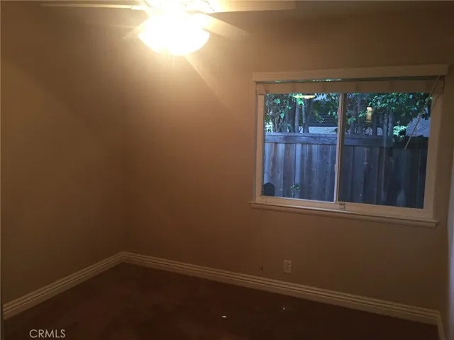 a view of a small space with a window