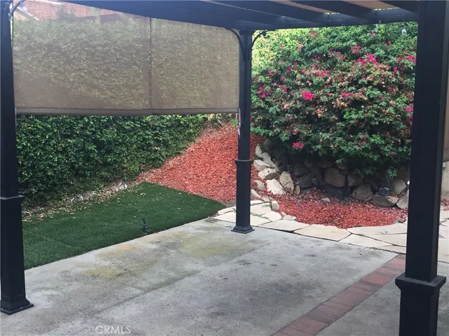 a view of a backyard with plants