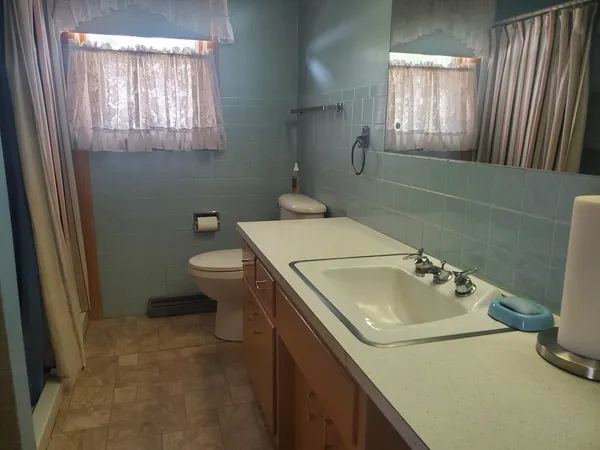 a bathroom with a toilet and a sink